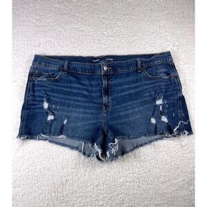 Old Navy Boyfriend Distressed Denim Shorts Women's 22 Mid Rise Cut Off Blue Jean